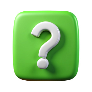 white question mark on green square background icon, matte effect