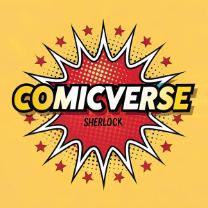 Logo for ComicVerse, an online platform featuring diverse comic book content including Sherlock. Bright and bold design.