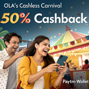 Join Ola's Cashless Carnival and enjoy 50% cashback with Paytm Wallet. Swipe, pay, save! 