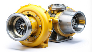Komatsu turbochargers on white background