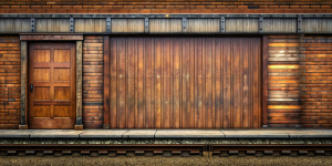 front old train staion wood hight wall texture, real photo, natural brown, 