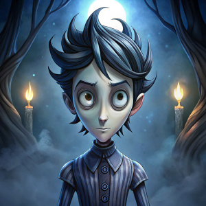webber from the game Don't starve together and make it drawn as from the game