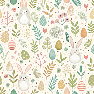 easter minimalist doodles seamless pattern tile, white ground