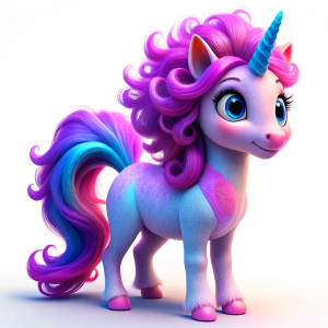 pinky and purple colored, full body unicorn, white background, cartoon style