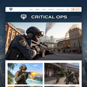 Critical Ops, a multiplayer tactical shooter game, showcases news, game updates, player leaderboards, detailed maps, FAQs, influencer interviews, tournament schedules, community code of conduct, comprehensive feature list, game synopsis, and character promotional images on its official website.