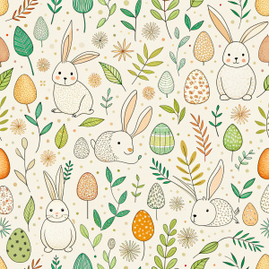 easter minimalist doodles seamless pattern tile, white ground