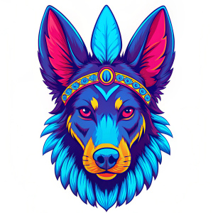 Hare Indian Dog, head only, mascot cartoon character isolated on white background