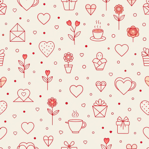 valentine day minimalist doodles for seamless pattern tile, light background