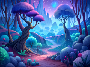 mysterious woods landscape Disney-style