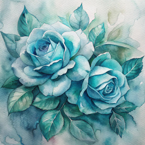 Cyan roses with Leaves 