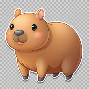 Sticker, capybara , on transparent background, cartoon style,
