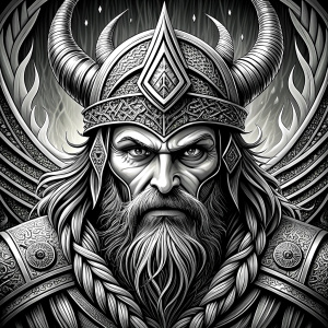 viking walhalla perfect realistic art, high-definition, high-definition grey and black, white background 