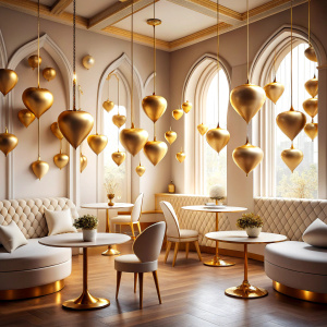 white and gold modern Café 