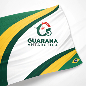 Redesign concept for Guaraná Antarctica featuring bold green and yellow hues. Streamlined modern font against a stark white background. Simple yet striking layout emphasizing the logo.
