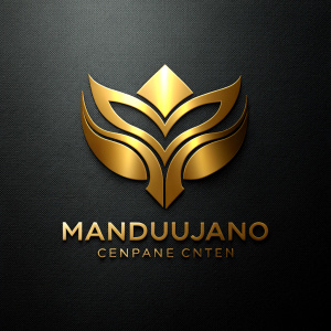 Create a logo with the word "MANDUJANO" center that has elegance and colors such as gold, black and silver.

