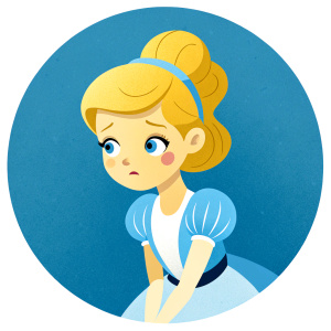 Cinderella in casual clothes sad