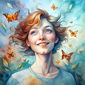 people smile a lot of butterflies flying