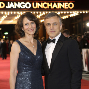 Judith Holste and Christoph Waltz at a glitzy gala. Red carpet event, Berlin, 'Django Unchained' premiere.