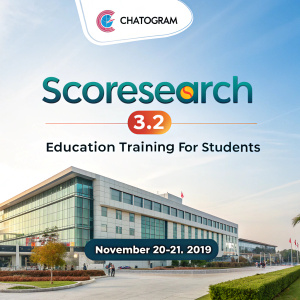 Digital ad promoting SCOREsearch 3.2 Chattogram, a medical training event for students. November 20-21, 2019.