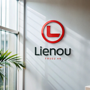  liénou logo desıgn yazı renk kırmızı simge L harf minimalist