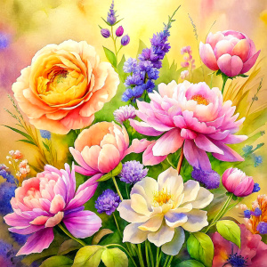 watercolor image ,Pink white Peonies Snowdrops, lobelia, canna,salvia , carnation, , wax flower, dandelion, geranium , watercolor , watercolor , artichoke ,aster,pansy,poppy ,lavender,anemone ,oleander , succulent,pansy,lilac