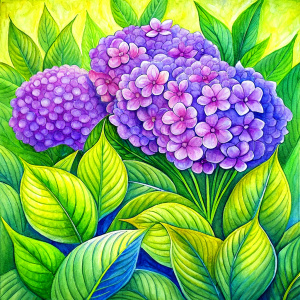 Purple hydrangea garden