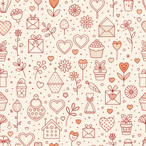 valentine day minimalist doodles for seamless pattern tile, light background