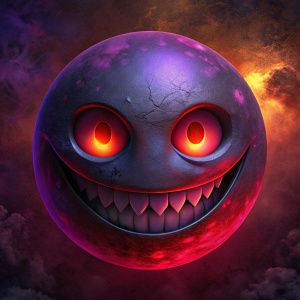 Creepy dark smile emoji, emotionless 