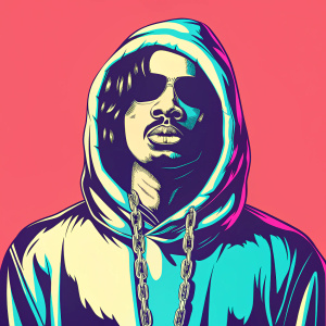 Vector logo design of Playboi Carti. Simplified cartoon character illustration