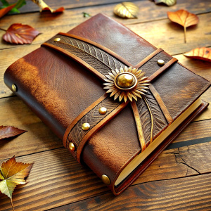 create a book cover in a beautiful leather binding