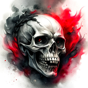 motorcycle biker skull tattoo design - perfect realistic art - high-definition - grey and black - white background 