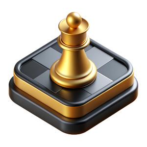 chessboard 3d icon gold black