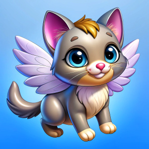 little kitten with wings