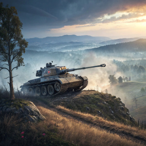 Promotional image for 'World of Tanks War Stories: Runaway Tiger'. Featuring a tank in a dramatic setting.