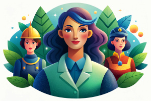 Illustrate women from different professions and industries