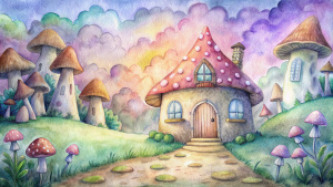 crayon kids anime ghibli  cottagecore mushroom dreamcore house
