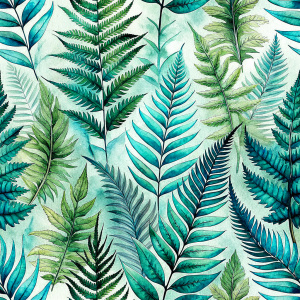 ferns and  tropical leaves. laying repeat.only
 white background.
