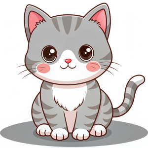 Generate a super Sighing cute little cat cartoon with white background