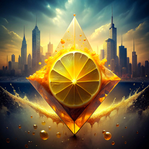 
Create a abstract premium, urban, mystic brand world for the theme lemon-gradient diamond splash