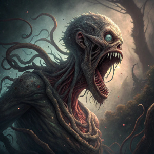 Kragna, an abominable entity, emerged from the gloom. Its grotesque figure, a twisted amalgamation of contorted flesh and writhing tentacles, revealed a gaping mouth lined with jagged fangs. A maddening vortex swirled around it, warping reality.