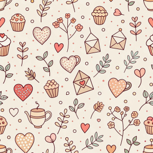 valentine day minimalist doodles for seamless pattern tile, light background