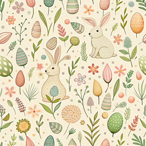 easter minimalist doodles seamless pattern tile, white ground