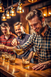 Man pouring whiskey in glasses of whisky drink alcoholic beverage with friends at bar counter in the pub.

whisky, whiskey, glass, bar, man, meeting, bourbon, pour, people, happy, cognac, ice, alcohol, friends, holding, restaurant, background, business, table, party, celebration, cocktail, lifestyle, cafe, fun, worker, beverage, alcoholic, customer, nightclub, friendship, rum, brandy, drinking, pub, leisure, golden, counter, shots, attractive, casual, cheerful, clinking, cold, indoors, male, mat