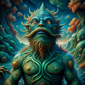 Leviathan man sea monster beard sea devil full-length fat