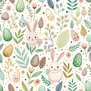 easter minimalist doodles seamless pattern tile, white ground