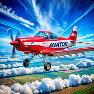 Создай красный кукурузник с надписью "Aviator" в небе