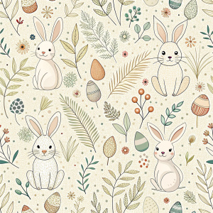 easter minimalist doodles seamless pattern tile, white ground