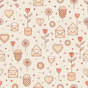 valentine day minimalist doodles for seamless pattern tile, light background