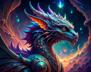 creates an ultra-realistic 3D 4K dragon fractal defined in vivid colors