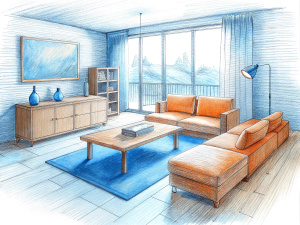 Modern style living room sketch